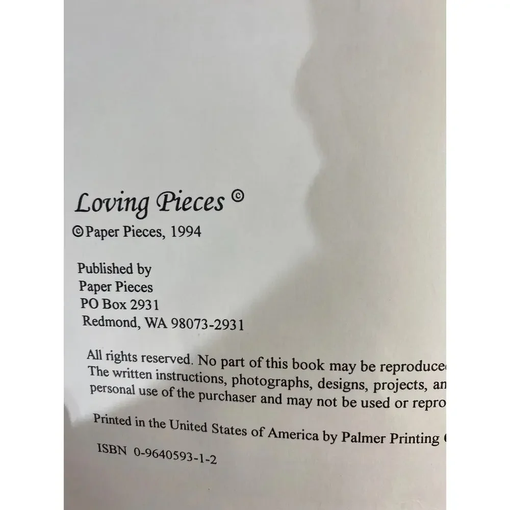 Loving Pieces Quilt Booklet Pattern Pieces Heart Kit Plastic Quilting Templates